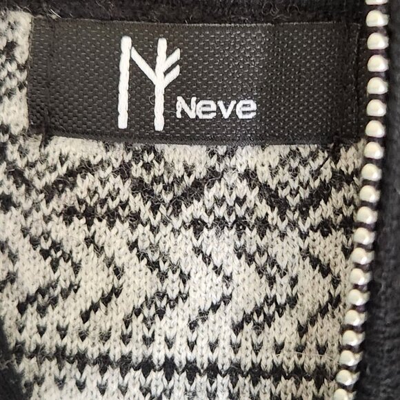 Neve Womens Black & White Nordic Style Full-Zip Sleeveless Sweater Vest - Picture 3 of 4